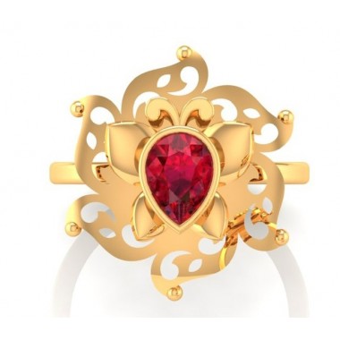 22K Gold Butterfly with Red Beryl look zircon stone Ring Collection